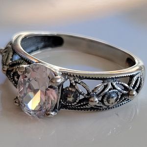 Avon | Sterling Silver Vintage Band CZ Ring Sz 7